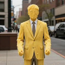 a walstreet employee in a suit made out of spaghetti, 4 k photography