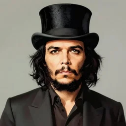 che guevara in top hat, 1 9 0 0 s style art in color