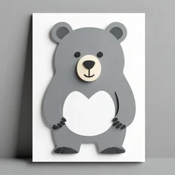 cardboard grey and white application of a bear,