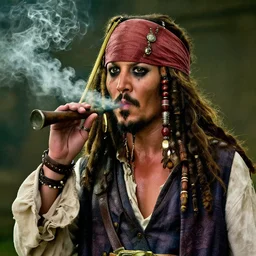 jack sparrow smoking a blunt