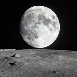 full moon view from the surface of the moon in space high fidelity 8 k