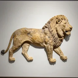 ancient fossil reconstruction of a lion from 3 0, 0 0 0 bc, on display in a museum