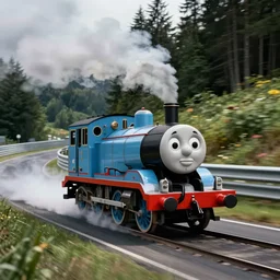 Thomas the Tank Engine at the nurburgring nordschleife setting a hot lap