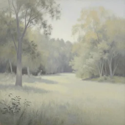 desaturated by jeff koons. a assemblage of a beautiful scene of nature. the colors are very soft & muted, & the overall effect is one of serenity & peace. the composition is well balanced, & the brushwork is delicate & precise.