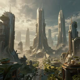 alien sci-fi city landscape, art, high detail, high definition, 8k, cinematic,