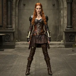 full body photo alexandra daddario as a steampunk rogue