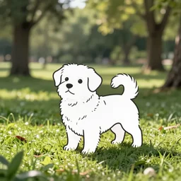 a cute dog in a park, hariton pushwagner, line drawing