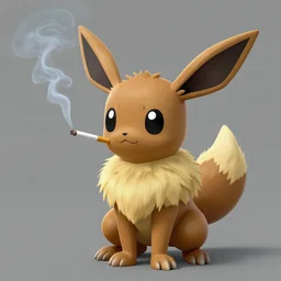 eevee smoking a cigarette, 4 k, render, hairy, realistic