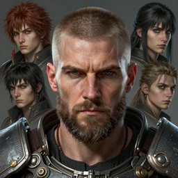 realistic detailed face portrait of a grizzled viking warrior in heavy cyberpunk armor by alphonse mucha, ayami kojima, amano, greg hildebrandt, and mark brooks, male, masculine, art nouveau, neo - gothic, gothic, character concept design