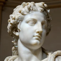 stunning hyperdetailed upclose portrait made of marble and glass sculpted by canova