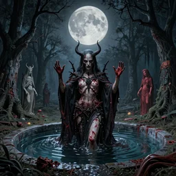 evil baptism, decay, ritual, full moon, sorcery, 1 0 0 0 best album covers, highly detailed, wide angle, beksinski, bradley, otherworldly, andre le notre, psychedelic