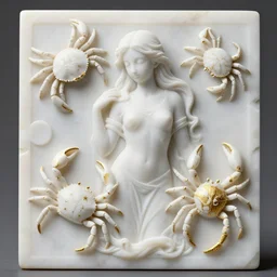 white white marble, white white marble bas relief sculpture, white white and gold kintsugi, feminine shapes, crabs, spiders, scorpions, tarantulas, stunning, highly detailed, intricately detailed, octane, 8 k, trending on artstation