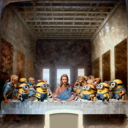 the minions in the last supper mural painting