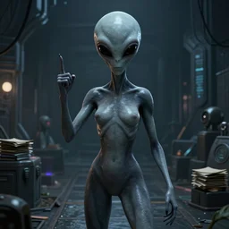 grey alien raving at secret area 5 1 base in midnight, secret files, realistic, smooth, club, unreal engine 5,