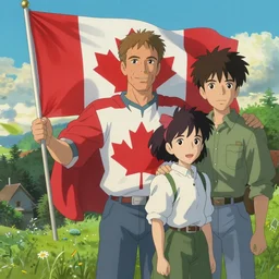 Paul Walker holding a Canadian flag, Makoto Shinkai and thomas kinkade, Matte painting, trending on artstation and unreal engine