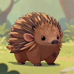 character design of cute australian echidna, cartoon style ， by movie fantastic beasts and where to find them