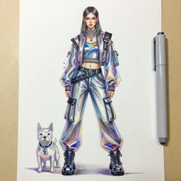 a fashion sketch copic maker portrait of a russian woman y 2 k wearing a cargo weeding fashion trend cyberdog fashion trends - - holograms, reflective shiny materials, transparent plastics, the emphasis on utility ( belts, zippers, pockets ), and rave iconography art by norman rockwell artgerm, greg rutkowski, macoto takahashi h 7 0 0