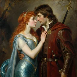 stunning arthur pendragon in love with stunning male merlin the mage. they are close to each other. highly detailed painting by gaston bussiere, craig mullins, j. c. leyendecker