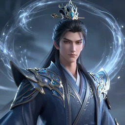 a beautiful octane render of beautiful male god fuxi in chinese mythology, delicate and dignified face, super clear, epic, hd, circling storm, light effect, unreal engine, trending on cgsociety, cool mecha style, trending on artstation, 3 d render, ray tracing, hyper detailed, denoise, deblurring, realistic physical rendering, close shot