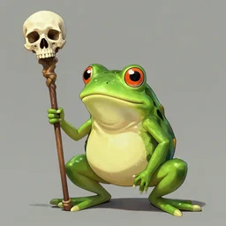 anthropomorphic frog with a staff with a human skull on top, behance hd artstation, style of jesper ejsing, by rhads, makoto shinkai and lois van baarle, ilya kuvshinov, ossdraws