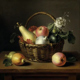 a painting of a basket of fruit on a table, a still life, by jan davidsz. de heem, pixabay contest winner, baroque, chiaroscuro, oil on canvas, flemish baroque