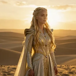 heather graham as daenerys targaryen, golden hour, cinematic