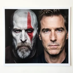 kratos by Annie Leibovitz and Steve McCurry, natural light, detailed face, CANON Eos C300, ƒ1.8, 35mm, 8K, medium-format print