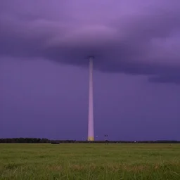 tornado in the distance in a landscape, purple background