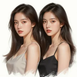 two girls, portrait, digital painting, elegant, beautiful, highly detailed, artstation, concept art
