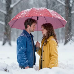 multicolor 3 d render of man and woman together hides in snow and rain mystery by @ rikoosten broek created at contemporary in high resolution, with inspiring feeling