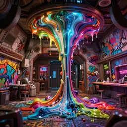star wars cantina caustics fluid simulation lighting impressive colorful masterpiece graffiti hyper perspective textured detailed intricate sharp focus 8 k octane render nvidia raytracing demo