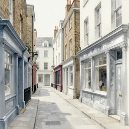 concept art of alleyway in england city, pinterest, artstation trending, behance, watercolor, by coby whitmore *, silver, laser light *,