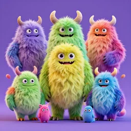 a surreal, colorful, fluffy, elaborate, and detailed monsters