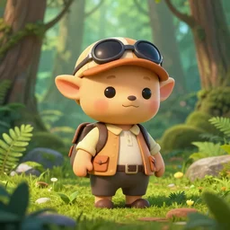 a cute kobold wearing a explorer clothes in uncharted 4 exploring a dense florest. 8 k. 3 d render