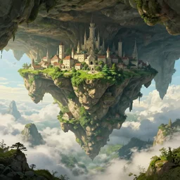 huge cave ceiling towns, villages castles buildings bytopia planescape clouds made of green earth inverted upsidedown mountain artstation illustration sharp focus sunlit vista painted by ruan jia raymond swanland lawrence alma tadema zdzislaw beksinski norman rockwell tom lovell alex malveda greg staples