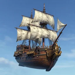 a highly detailed 4 k fantasy matte painting of pirate ship floating through the blue sky, zdzislaw beksinski, artstation, cgsociety, unreal engine