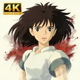manic adult woman character portrait, by studio ghibli, highly detailed, dynamic shadows, 4 k, splash art