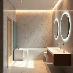 bathroom of year 3 5 4 5, hyper realistic, digital art, octane render, unreal engine