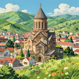 armenia quindio landscape, art by studio ghibli ( 1 9 9 1 ), pixiv, 4 k, hd