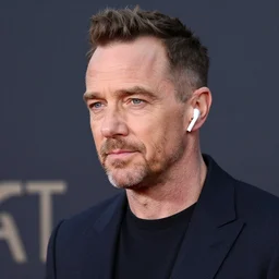 bryan cranston with fade haircut wearing airpods