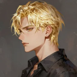 portrait of an alpha male blond anime character, ultra realistic brush painting, profile picture