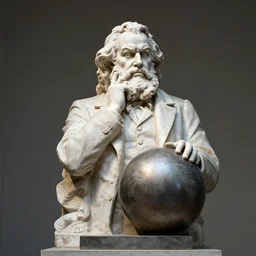 A Statue of Karl Marx pondering his Orb by Todd Lockwood