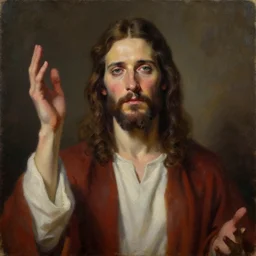Hyper realisitic Jesus Christ Superstar photo 8k resolution, oil on canvas by Dan Witz