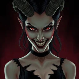 gorgeous eva green, evil demon, full body shot, torn black dress, evil smile, spooky, illustration, symmetrical face realistic symmetrical eyes, cinematic lighting, artgerm, hyperdetailed, charlie bowater, beautiful, elegant, dark bedroom marc simonetti