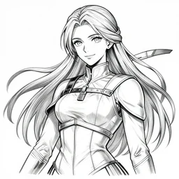 alluring highly detailed manga line art wide-angle portrait of (1) Triss from the Witcher 3 sitting on the edge of a cliff overlooking a fantasy valley, very detailed, realistic