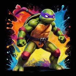 teenage mutant ninja turtles splash art graphic design color splash high contrasting art, fantasy, highly detailed, art by greg rutkowski