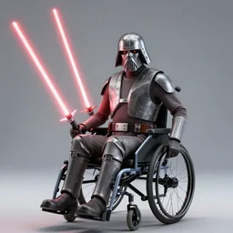 General Grievous in a wheelchair with 4 lightsabers, photo from star wars the prequel,