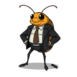 clean cel shaded vector art : : cockroach character securityguard : : black suit tie : : head torso legs feet : : lorax movie : : artstation