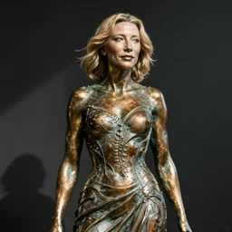 bronze sculpture of cate blanchett , photorealism