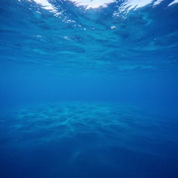 A beautiful submerged underwater view of a blue ocean on an alien planet, azure waves of water, science fiction, daylight, by John Harris, Federico Pelat, Ivan Aivazovsky, Matte Painting, 4k,